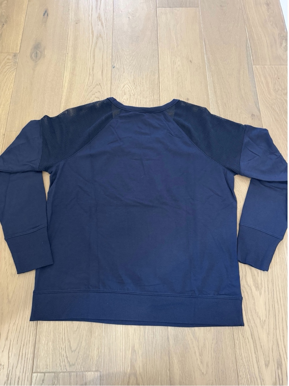 Athleta Navy Crewneck with Textured Shoulder Panels